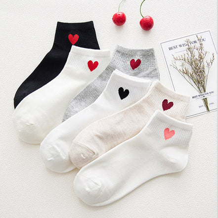 Heart Pattern Women's Cotton Short Socks