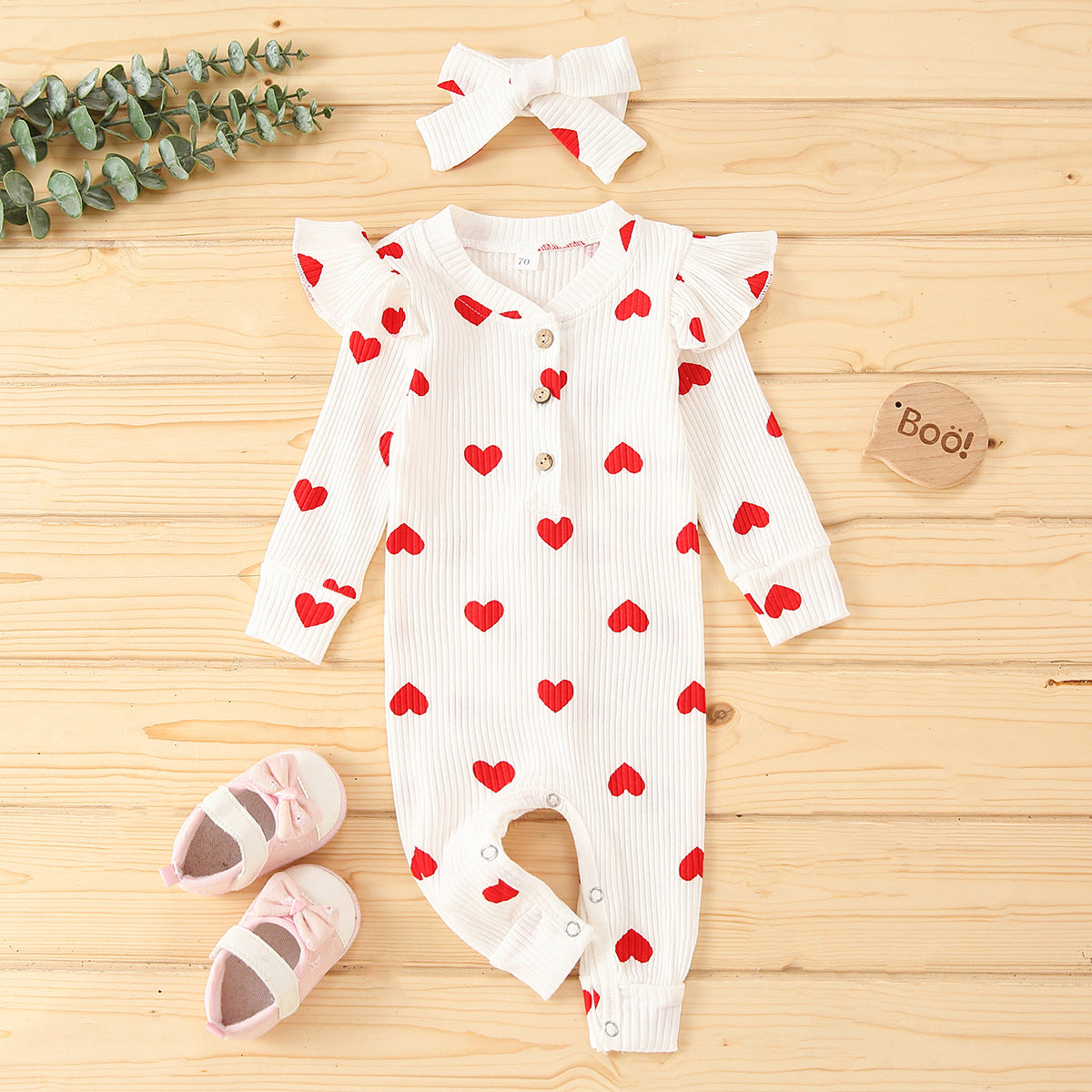Autumn/Winter Kids Clothing Set with Heart Print