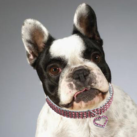 Heart-Shaped Rhinestone Pet Collar for Small Dogs & Cats