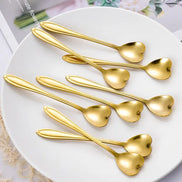 8pcs Heart Shaped Stainless Steel Spoon Set for Kitchen