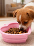 Silicone pet folding bowl, dog rice bowl, heart-shaped cute puppy bowl, cat bowl, portable outdoor bowl, dog food bowl
