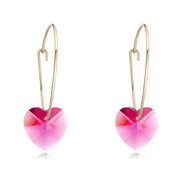 Minimalist Heart Earrings with Swarovski Crystals