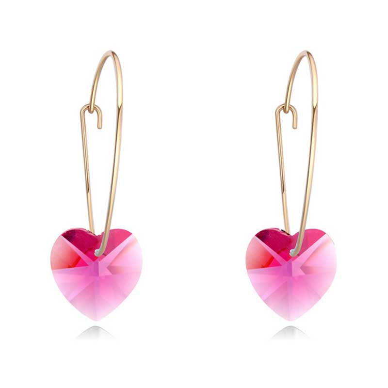 Minimalist Heart Earrings with Swarovski Crystals