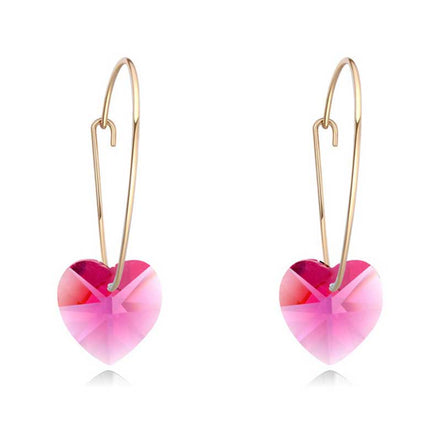 Minimalist Heart Earrings with Swarovski Crystals