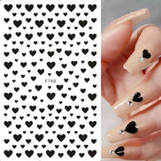 2pcs Black White 3D Love Heart Nail Art Stickers Set
