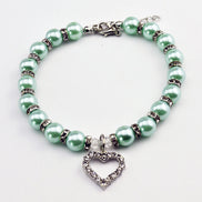 Pet Pearl Necklace with Heart Pendant for Cats and Dogs