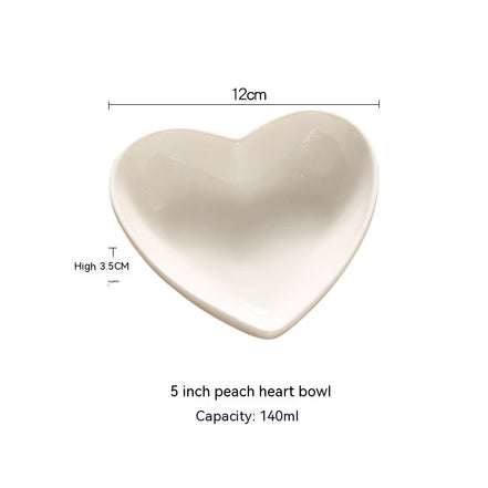 Creative Pure White Heart-Shaped Ceramic Plate Bowl