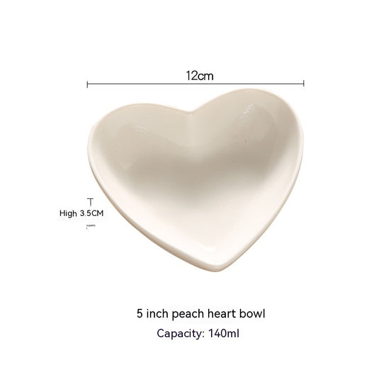 Creative Pure White Heart-Shaped Ceramic Plate Bowl