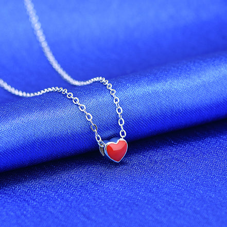 Red Heart Lock Necklace - Simple Love Design