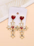 Gold Cross Earrings with Creative Heart Design