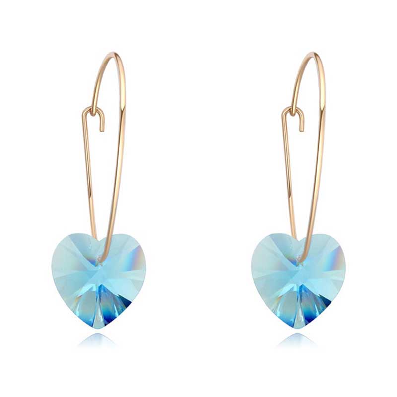 Minimalist Heart Earrings with Swarovski Crystals