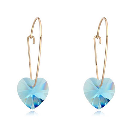 Minimalist Heart Earrings with Swarovski Crystals