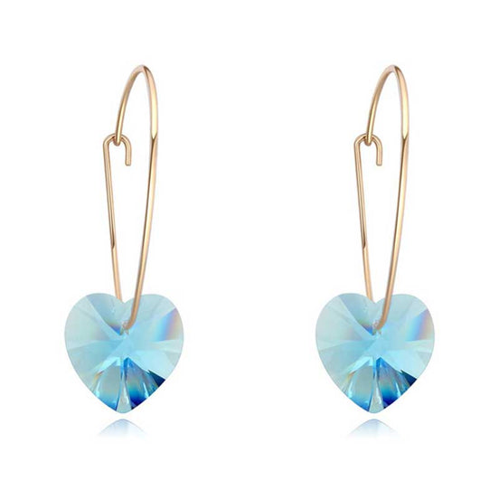 Minimalist Heart Earrings with Swarovski Crystals