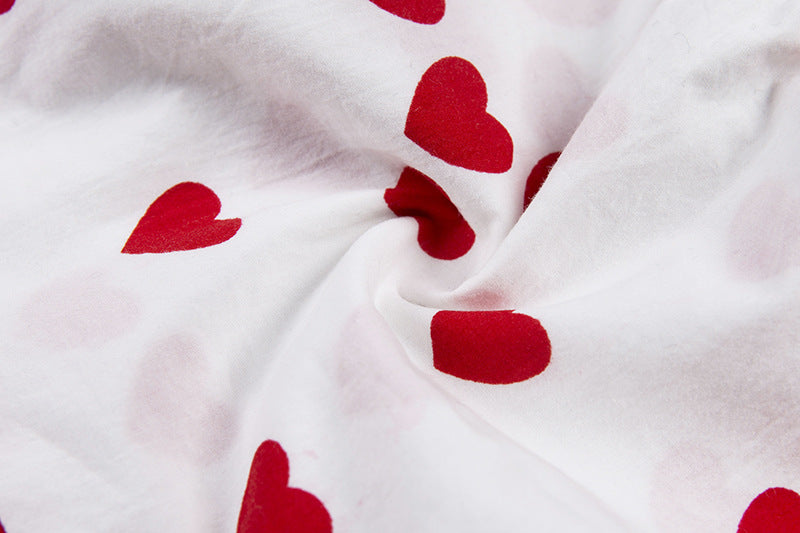 Summer Women's Heart Print Off-Shoulder Dress