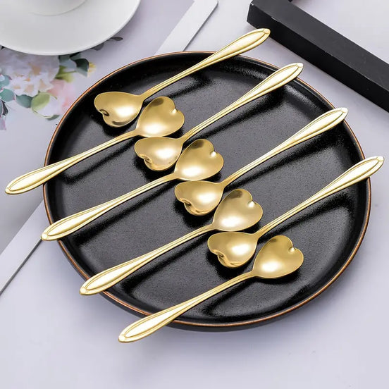 8pcs Heart Shaped Stainless Steel Spoon Set for Kitchen