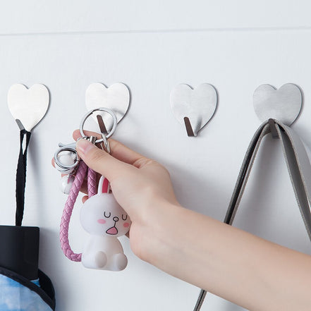 Pink Heart Sticky Hook - Stainless Steel Room Decor