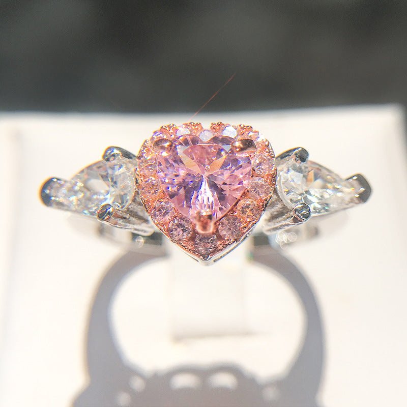 Heart-Shaped Zirconia Ring for Women