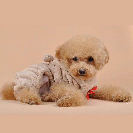 Pet Dog Clothes with Coral Fleece, Heart Bear Design
