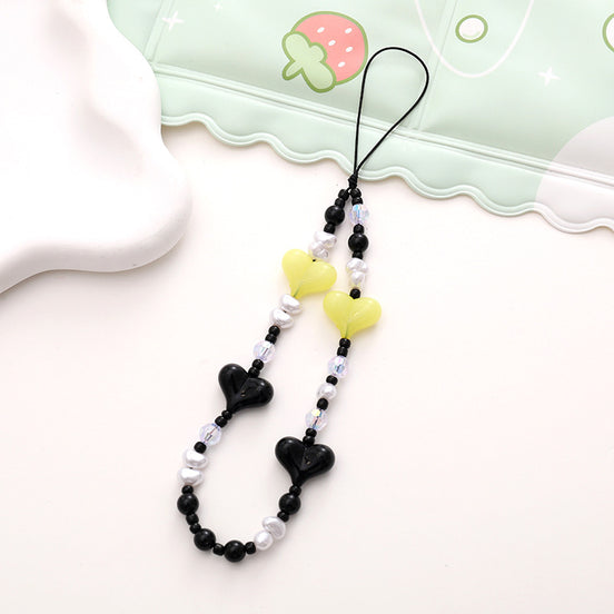 Colorful Heart Bead Phone Wrist Strap