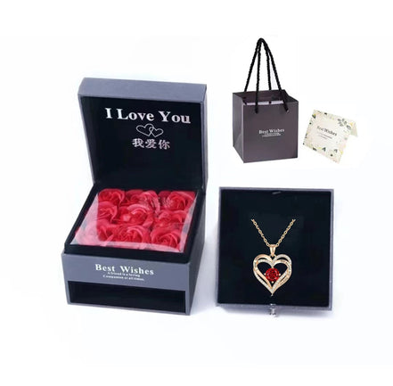 Heart-shaped women's double love pendant chain for Valentine's Day and Mother's Day