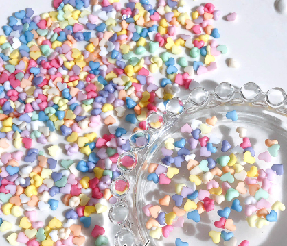 Dopamine Candy Heart Resin Nail Art Decorations (100 pcs)