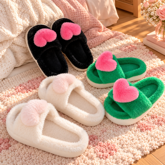 Love at Home 3D Heart Slippers