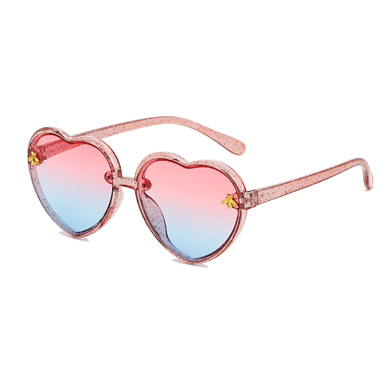 Cute Bee Heart Kids Sunglasses for Round Faces