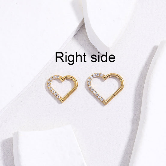 Titanium Heart-Shaped Cartilage Piercing Earring 16G