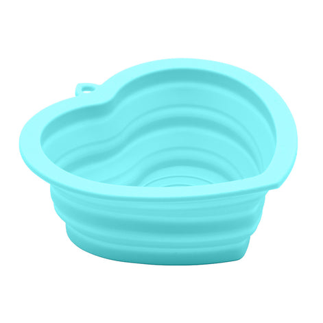 Silicone pet folding bowl, dog rice bowl, heart-shaped cute puppy bowl, cat bowl, portable outdoor bowl, dog food bowl