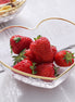 Heart-Shaped Glass Bowl with Hammered Gold Edge