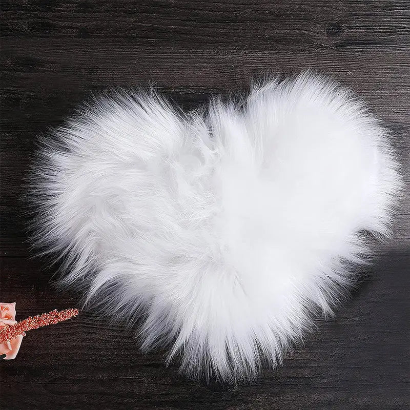 Heart Shaped Fluffy Rug - Faux Wool Shag Carpet