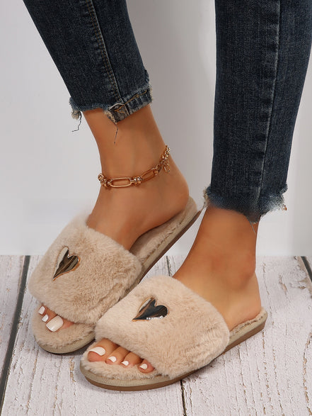 Women's Heart-Shaped Furry Home Slippers
