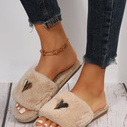Women's Heart-Shaped Furry Home Slippers