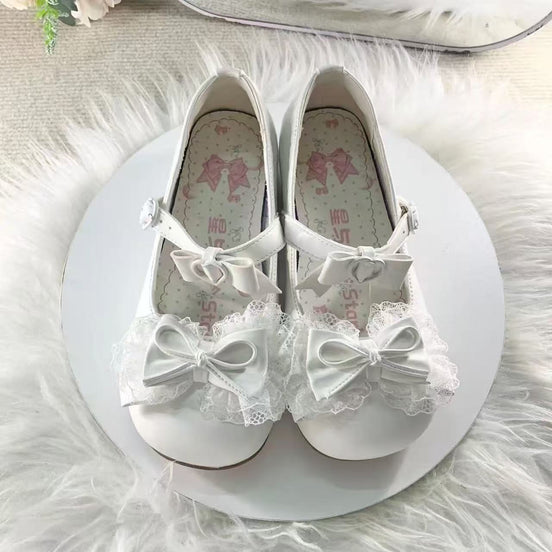 Women's Cute Low-Heel Round-Toe PU Leather Lolita Loafers