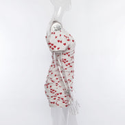Summer Women's Heart Print Off-Shoulder Dress