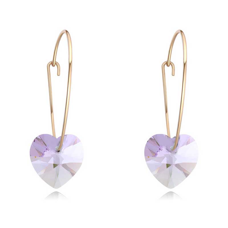 Minimalist Heart Earrings with Swarovski Crystals