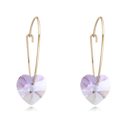Minimalist Heart Earrings with Swarovski Crystals