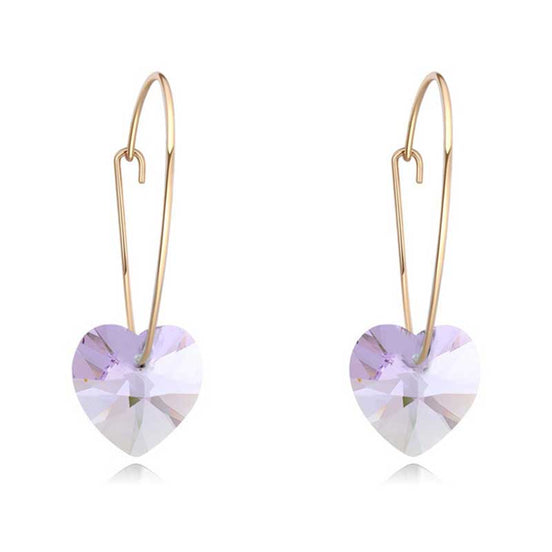 Minimalist Heart Earrings with Swarovski Crystals