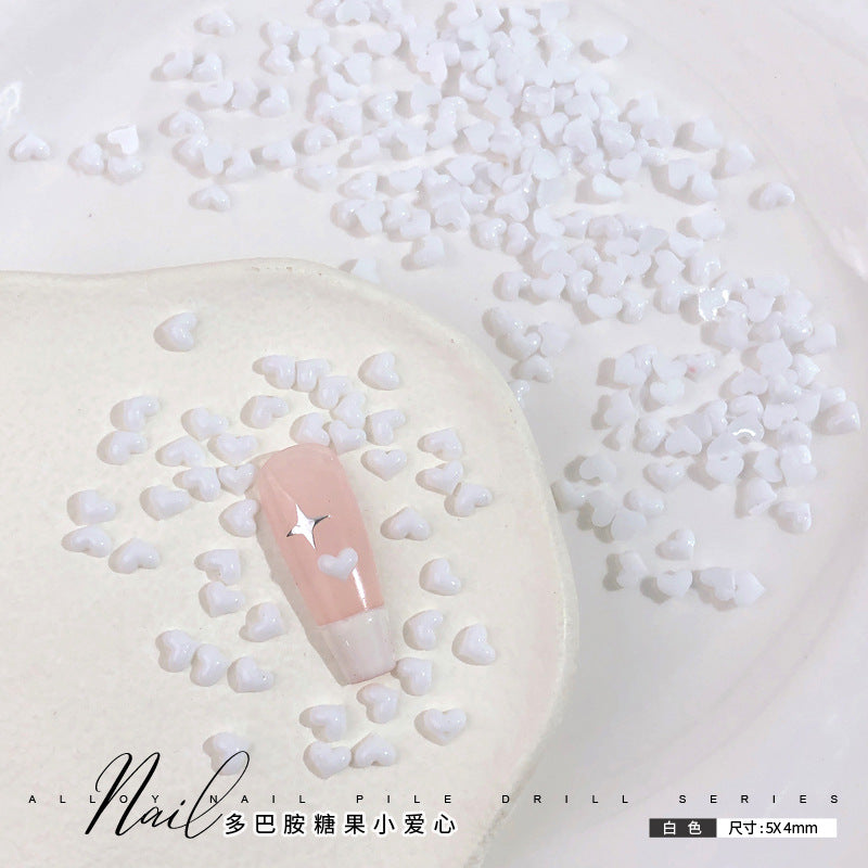 Dopamine Candy Heart Resin Nail Art Decorations (100 pcs)