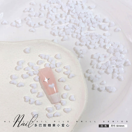 Dopamine Candy Heart Resin Nail Art Decorations (100 pcs)