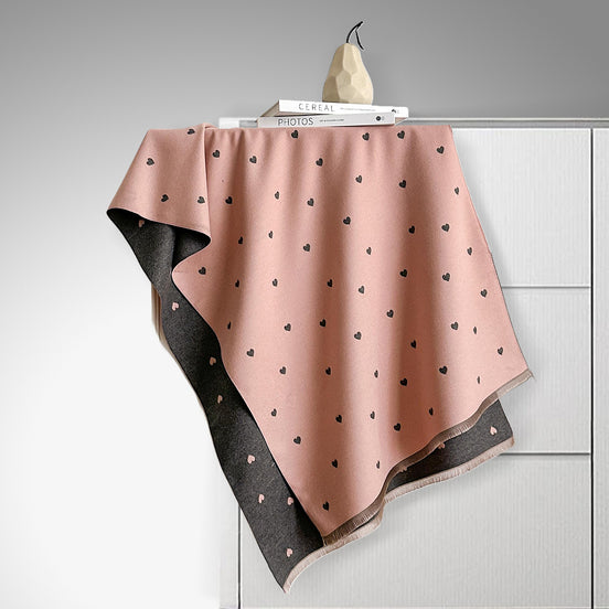 Double Sided Heart Pattern Womens Scarf