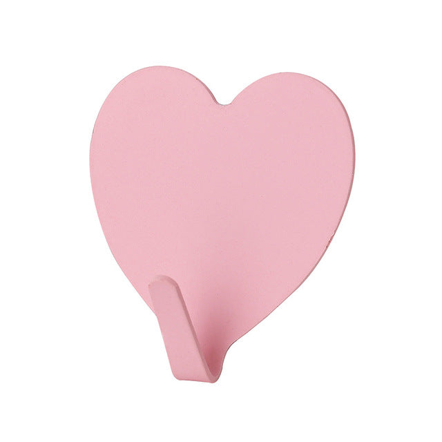 Pink Heart Sticky Hook - Stainless Steel Room Decor