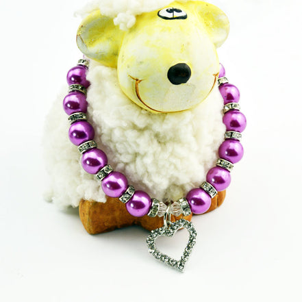 Pet Pearl Necklace with Heart Pendant for Cats and Dogs