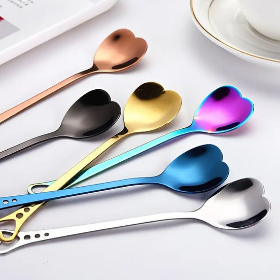 Heart Shaped Stainless Steel Spoons Set for Desserts