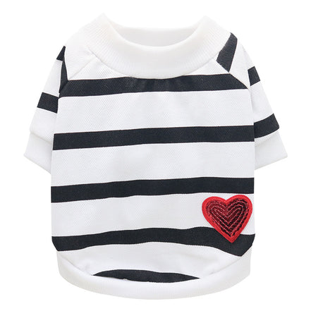 Striped Heart Sweater for Dogs - Spring/Summer Wear