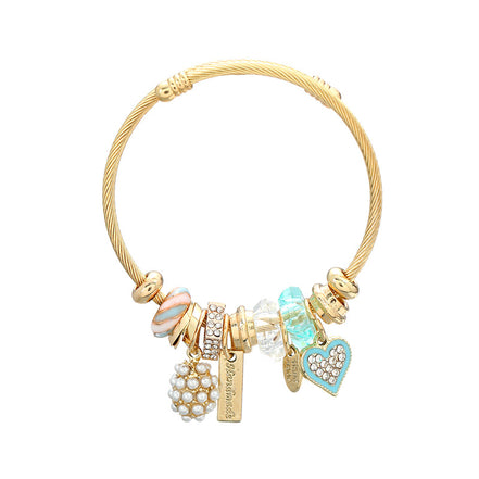 Heart Shaped Pearl Pendant Bracelet