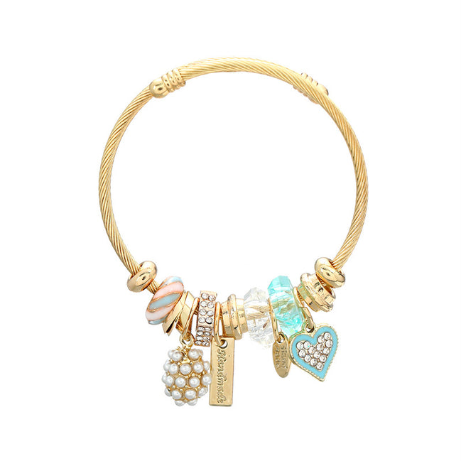 Heart Shaped Pearl Pendant Bracelet
