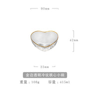 Heart-Shaped Glass Bowl with Hammered Gold Edge
