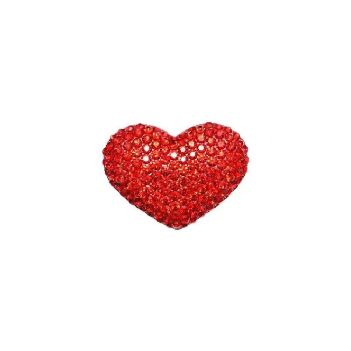Red Heart Brooch with Crystal Decoration