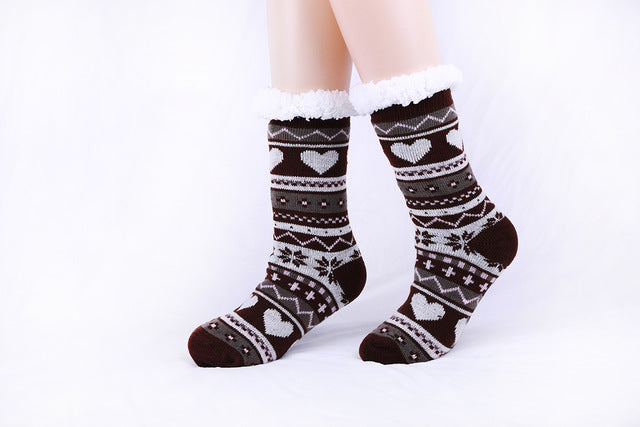 Striped Knitted Socks with Heart Design
